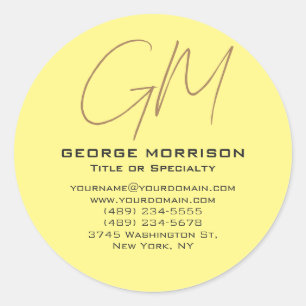 Monogram Handwriting Initials Beruflich Modern Runder Aufkleber