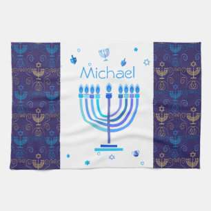 Monogram Hanukkah Festival Menorah Lights Geschirrtuch