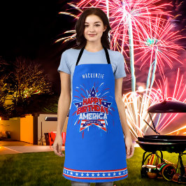 Monogram Happy Birthday America DEEP BLUE Schürze
