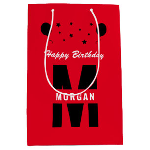 Monogram Happy Birthday Jegliche Altersstufe Rot S Mittlere Geschenktüte