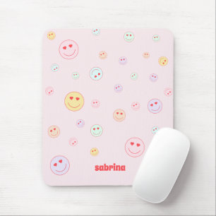 Monogram Happy Face Heart Eye Mousepad