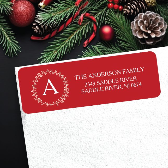 Monogram Happy & Merry Christmas Rücksendeadresse (Von Creator hochgeladen)