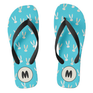 Monogram Happy Oaster Holiday Bunny Pattern Flip Flops