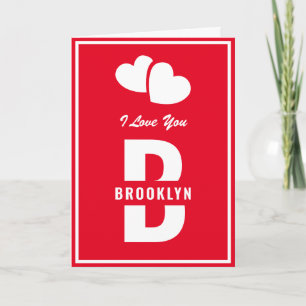 Monogram Happy Valentine's Day Red White Hipster Karte