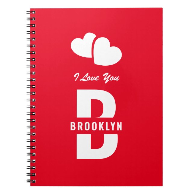 Monogram Happy Valentine's Day Red White Hipster Notizblock (Vorderseite)