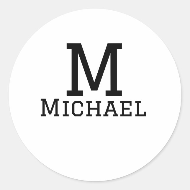 Monogram Hauptstadt masculine fügen Sie Namen einf Runder Aufkleber (Vorderseite)