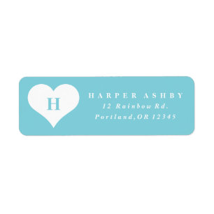 Monogram Heart Aquamarin Blue Rücksendeadresse
