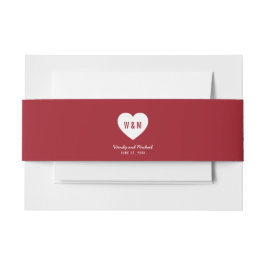 Monogram Heart Modern Wedding Custom Color Einladungsbanderole