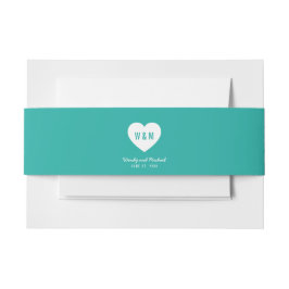 Monogram Heart Modern Wedding Custom Color Einladungsbanderole