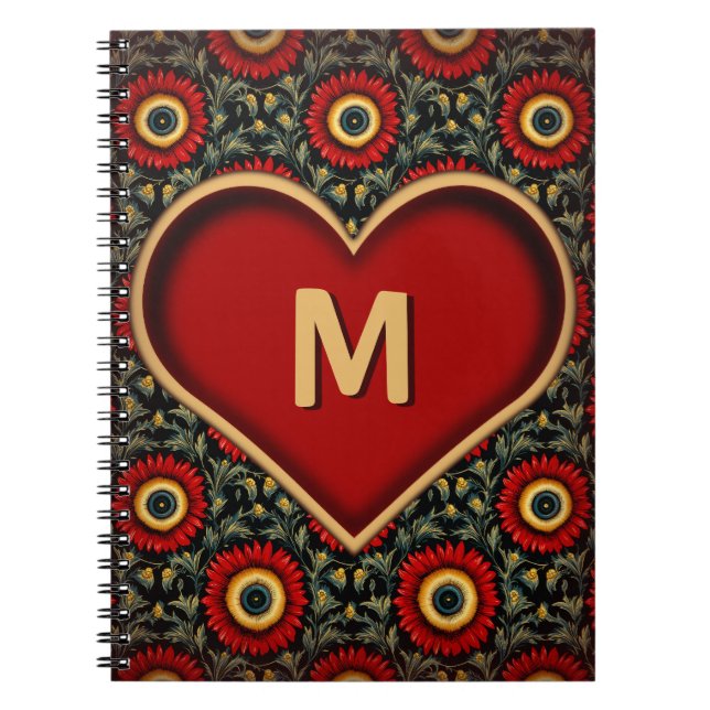 Monogram Heart Notebook mit individueller Erstauss Notizblock (Vorderseite)