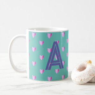 Monogram Hearts Lilac Aquamarin Kaffeetasse