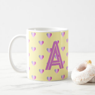 Monogram Hearts Lilac Yellow Kaffeetasse