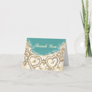 Monogram Hearts on the Beach Wedding Danke