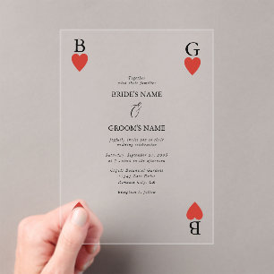 Monogram Hearts Playing Card Einladung