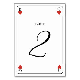 Monogram Hearts Playing Card Hochzeitkarte Tischnu Tischnummer