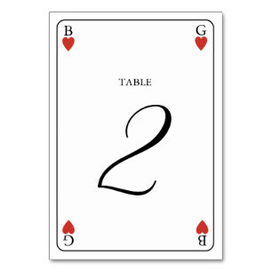 Monogram Hearts Playing Card Hochzeitkarte Tischnu Tischnummer