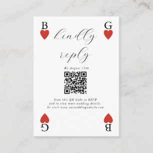 Monogram Hearts Playing Card Wedding RSVP Response Begleitkarte