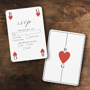 Monogram Hearts Playing Card WedelResponse UAWG RSVP Karte