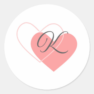 Monogram Hearts Runder Aufkleber