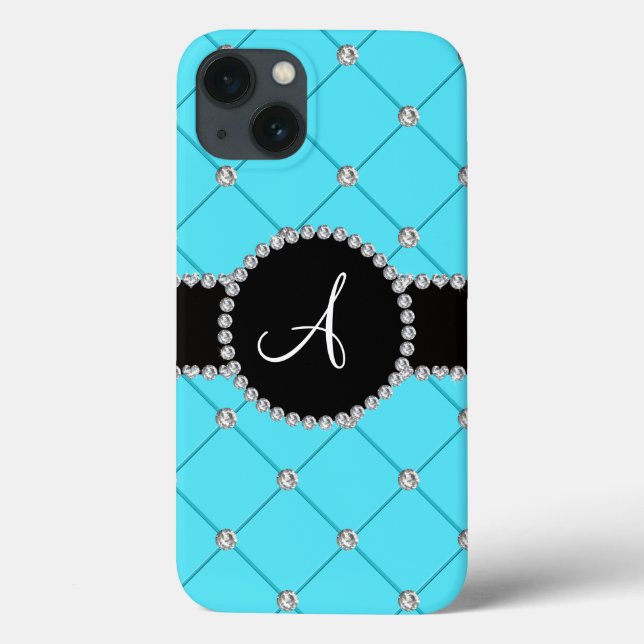 Monogram hellblaue Tubuldiamanten Case-Mate iPhone Hülle (Rückseite)