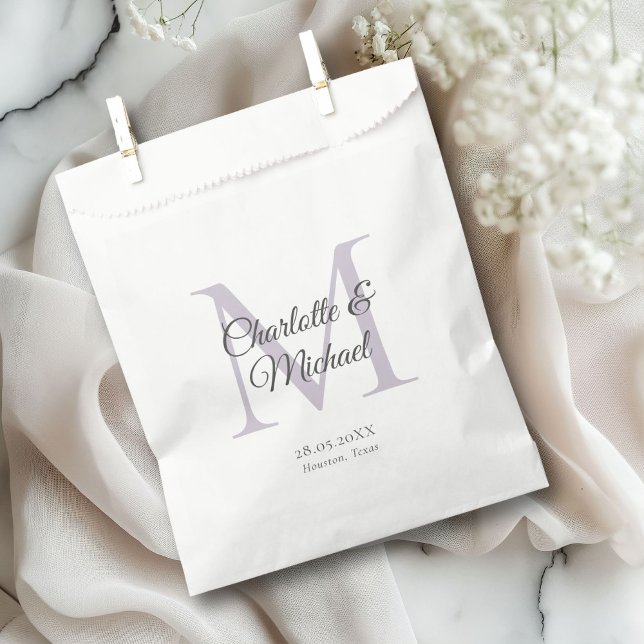 Monogram Hershey®'s kisses® Geschenktütchen (Monogram, Classic, Elegant, Wedding Favor Bag with your names and date.)