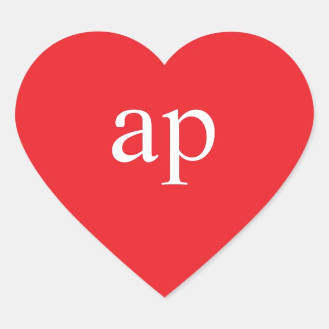 MONOGRAM HERZSTEUERELEMENT | Initial Red Heart Lab Herz-Aufkleber (Vorderseite)