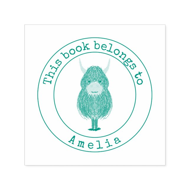 Monogram Highland Cow Dieses Buchzeichen Permastempel (Design)