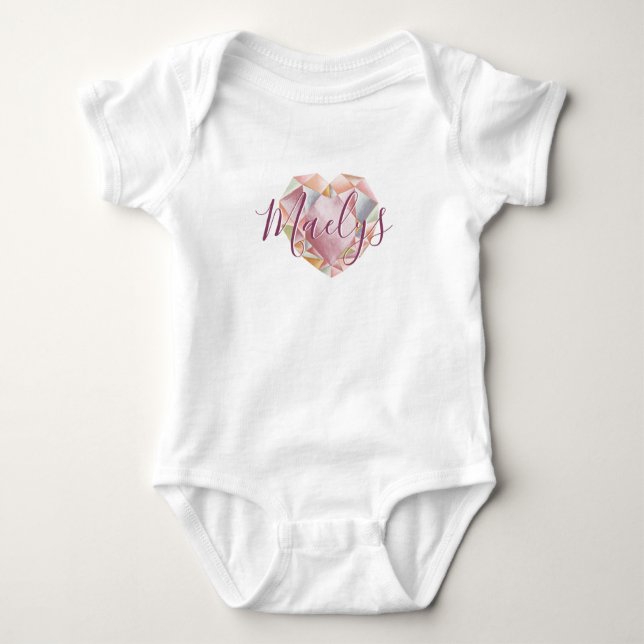 Monogram hinzufügen oder Niedlich Blush Pink Heft  Baby Strampler (Vorderseite)
