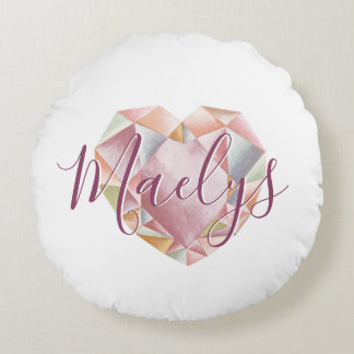 Monogram hinzufügen oder Niedlich Blush Pink Heft Rundes Kissen