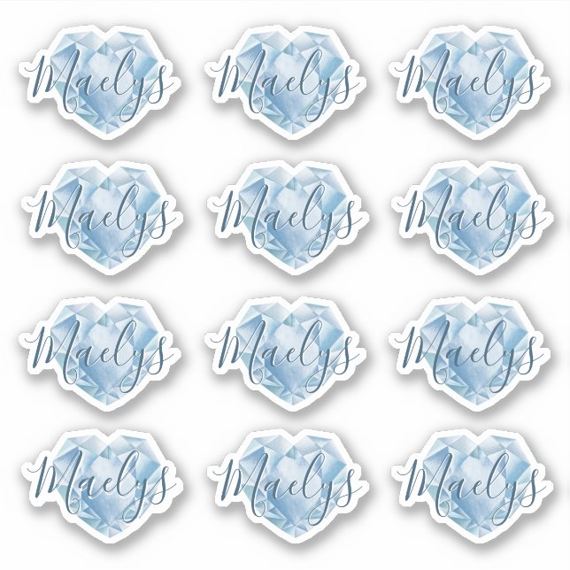 Monogram hinzufügen oder Niedlich Heart Diamond Fu Aufkleber (Vorderseite)