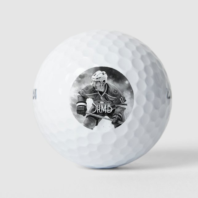 Monogram Hockey Player Sport Golfball (Vorderseite)