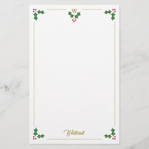 Monogram Holand Berries Personalisierte Weihnachte Briefpapier