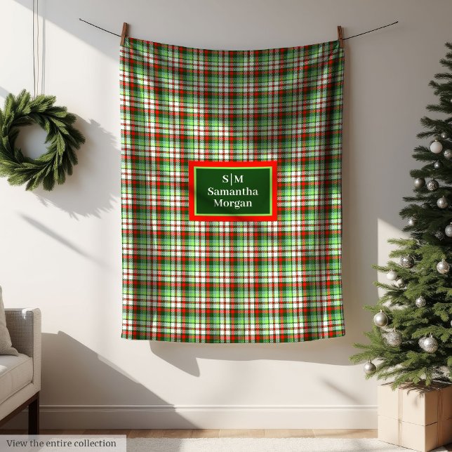 Monogram Holiday Blanket Chic Custom Gift Idea Fleecedecke (Monogram Holiday Blanket Chic Custom Gift Idea)