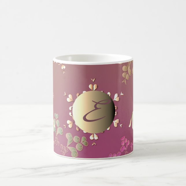 Monogram Holiday Snowflakes und Rentier Kaffeetasse (Mittel)
