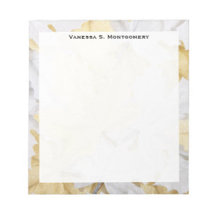 Monogram Holiday White Gold Glitzer Maple Blätter Notizblock