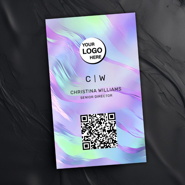 Monogram Holographic QR Code Visitenkarte (Monogram Holographic QR Code Business Card)