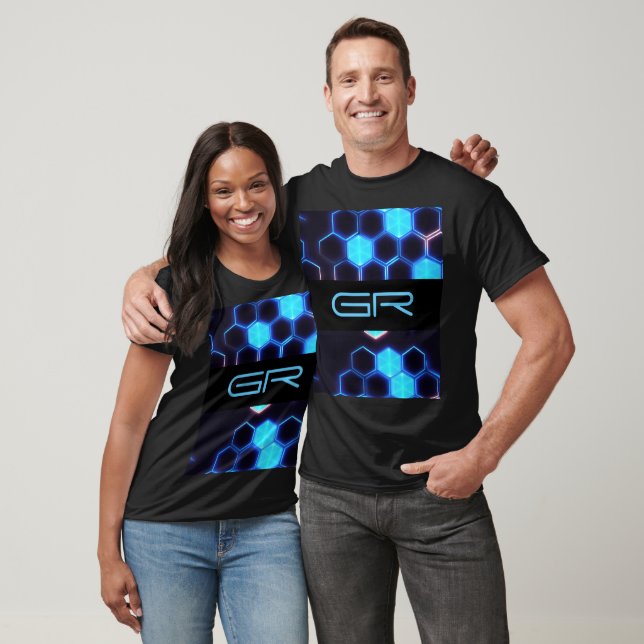 Monogram Holographische Cyberpunk Hexagon Tiles T-Shirt (Unisex)