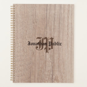 Monogram Holzplatine sieht alte Skriptvorlage aus Planer