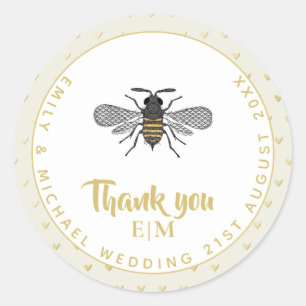 Monogram Honey BEE Gastgeschenk Hochzeit Gift Eleg Runder Aufkleber