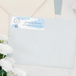 Monogram Hot Air Ballon Teddy Bear Wolken Blau