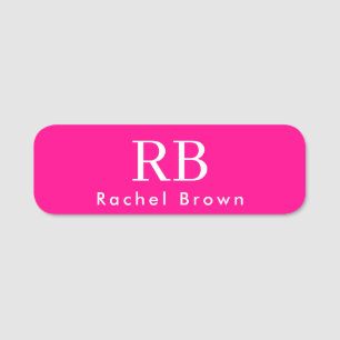Monogram Hot Pink Elegant Girly Minimalistisch Namensschild