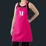Monogram hot pink fuchsia kundenspezifisch schürze<br><div class="desc">Individuelle Monogramm erste heiße rosa Fuchsien und moderne Schürze in weißer Küche</div>