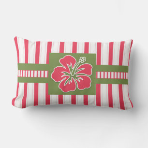 Monogram Hot-Pink-Hibisken mit Lime-Green Lendenkissen