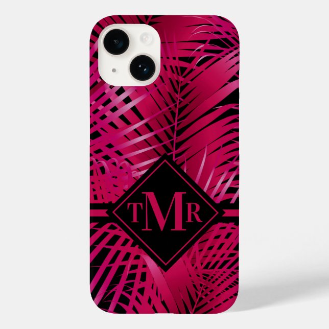 Monogram Hot Pink Palm Case-Mate iPhone Hülle (Rückseite)