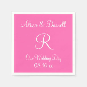 Monogram Hot Pink Stilvolle Full Color Napkins Serviette