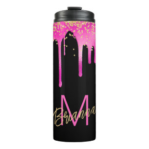 Monogram Hot Pink Tropfen Moderne Personalisierte Thermosbecher