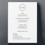 Monogram Hotel Guest Wifi und regiert Gastfreundsc Fotoplatte<br><div class="desc">Nutzen Sie das Monogram Hotel Guest Wifi and Rules Hospitality Plaque, um die Gastfreundschaft in Ihrem Hotel oder Ihrer Gaststätte zu stärken. Diese individuell gestaltbare Tafel dient als kurzer Leitfaden für Ihre Gäste und bietet wichtige Informationen wie das Internet-WLAN und das Kennwort, lokale Empfehlungen, Kontaktinformationen und Hausregeln. Unsere Plakette wurde...</div>