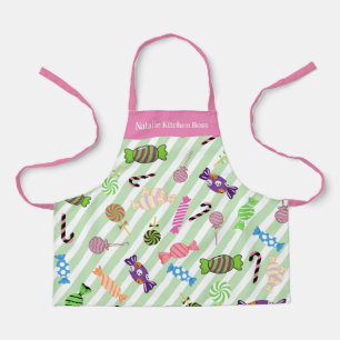 Monogram hübsch Candy-Muster Streifen grün rosa Schürze
