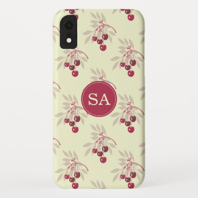Monogram Hübsch Red Cherry Case-Mate iPhone Hülle (Rückseite)
