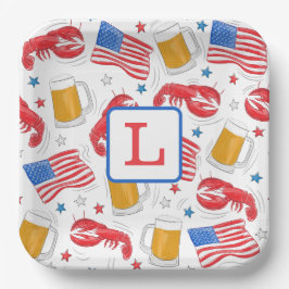 Monogram Hummer Beer Flag Star Pappteller